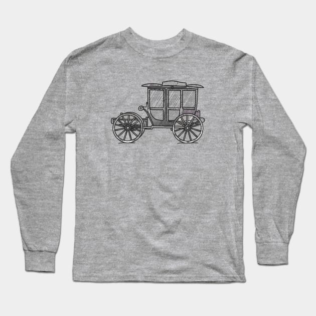 Line art of a Horse-drawn carriage Long Sleeve T-Shirt by design/you/love